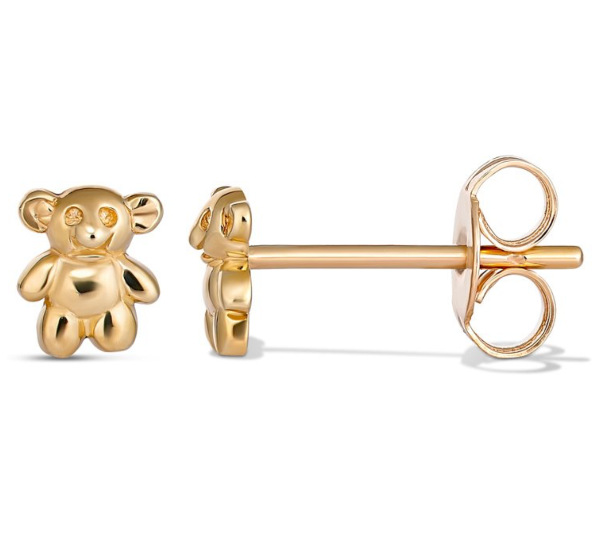 Theodora Solid Gold Teddy Bear Stud Earrings - Caesar Loves Ava