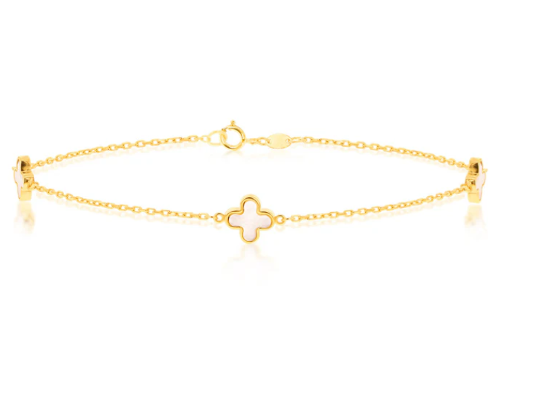 Tamia Solid Gold and Clover Bracelet - Caesar Loves Ava