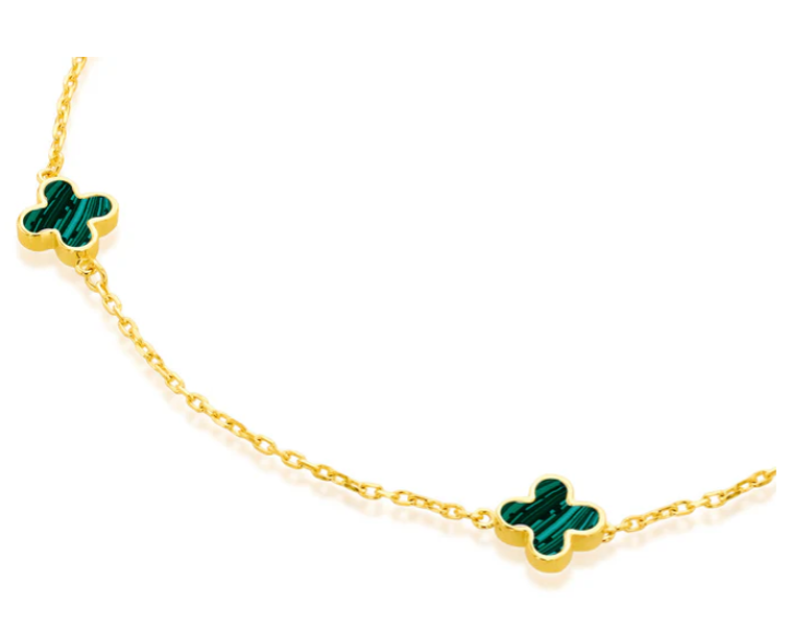 Tamia Solid Gold and Clover Bracelet - Caesar Loves Ava