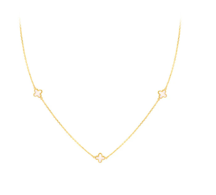 Alina Solid Gold and Clover Necklace - Caesar Loves Ava