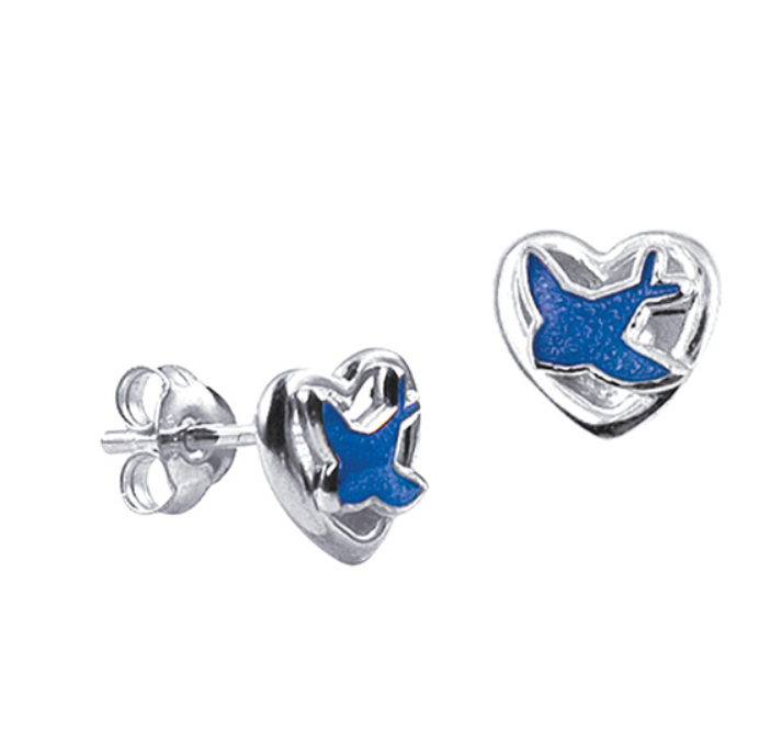 Rory Sterling Silver and Enamel Bluebird of Happiness Studs - Caesar Loves Ava
