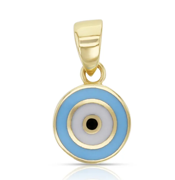 Asha Solid Gold and Enamel Evil Eye Pendant Charm - Caesar Loves Ava