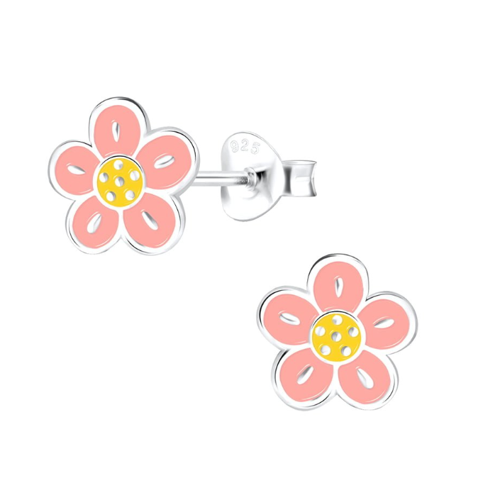 Zhuri Pink and Yellow Enamel Flower Studs - Caesar Loves Ava