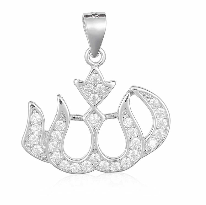 Aisha Sterling Silver Dazzling Allah Pendant - Caesar Loves Ava