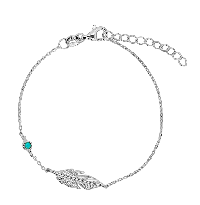 Kirby Feather Bracelet with Turquoise Stone - Caesar Loves Ava