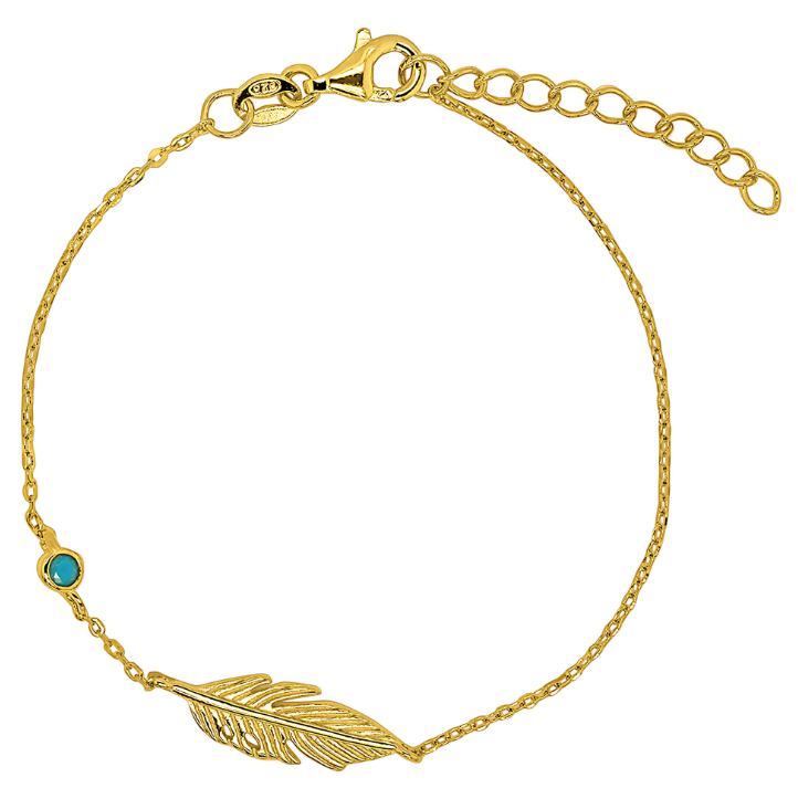 Kirby Feather Bracelet with Turquoise Stone - Caesar Loves Ava