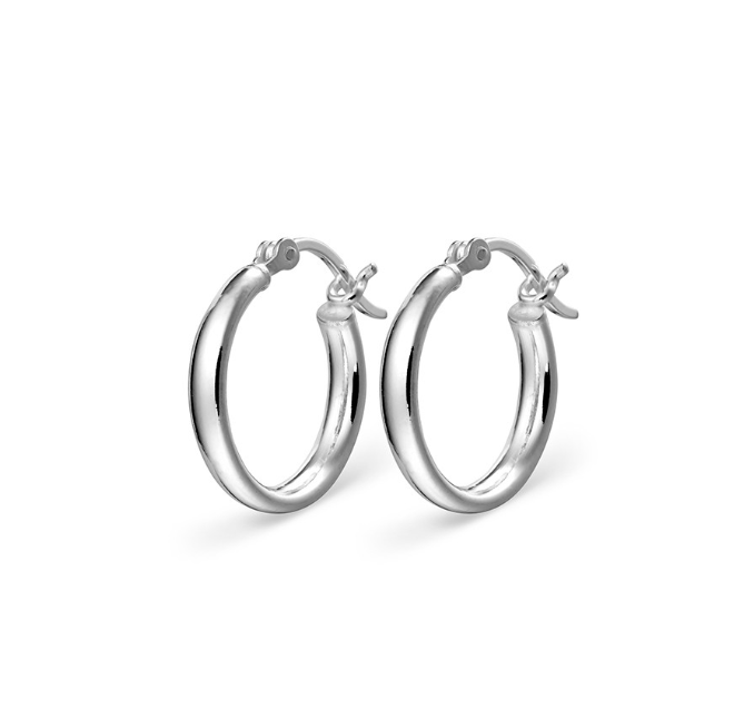 Alessia Sterling silver round tube hoop earring - Caesar Loves Ava