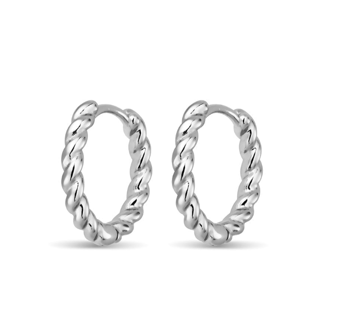 Lilou Silver Twist Hoop Huggy Earrings - Caesar Loves Ava