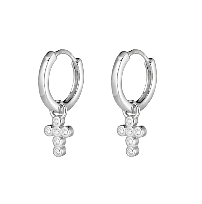 Zuri Bezel Set Dazzling Cross Huggies - Caesar Loves Ava