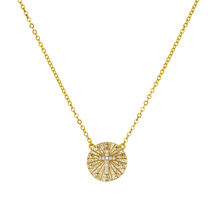 Delilah Sterling Silver Medallion Necklace with Dazzling Cross - Caesar Loves Ava