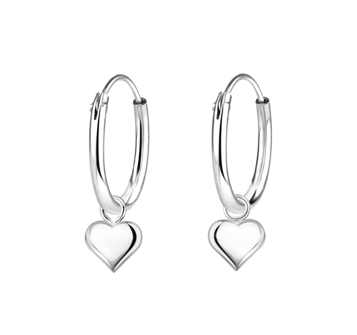 Tamia Sterling Silver Huggies with Heart Charm - Caesar Loves Ava