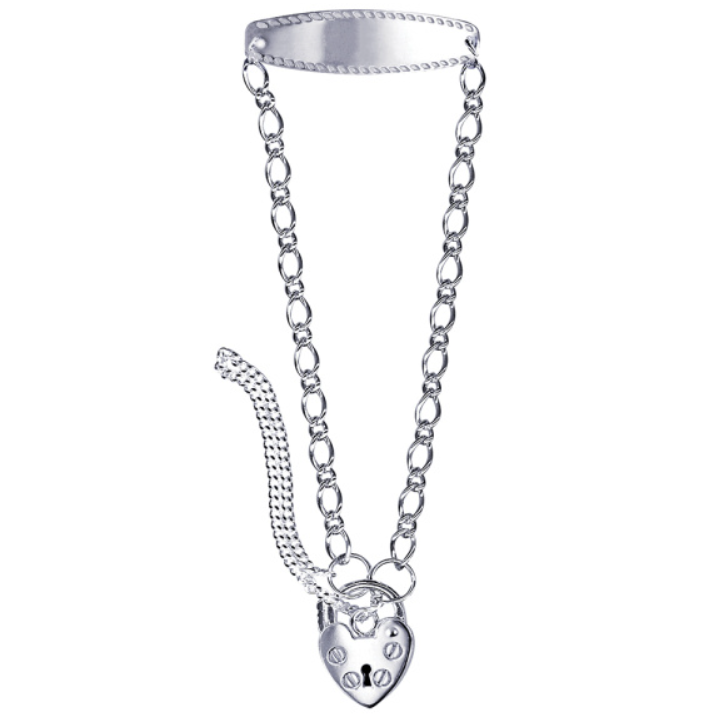 Hunter Sterling Silver Baby ID Bracelet with Padlock Heart Opening - Caesar Loves Ava