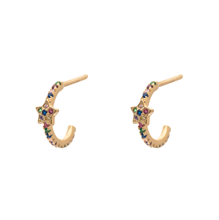 Lorna Sterling Silver and Coloured Cubic Zirconia Star Hoops - Caesar Loves Ava