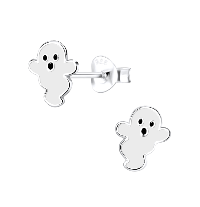 Gracie the Ghost Silver Halloween Studs - Caesar Loves Ava