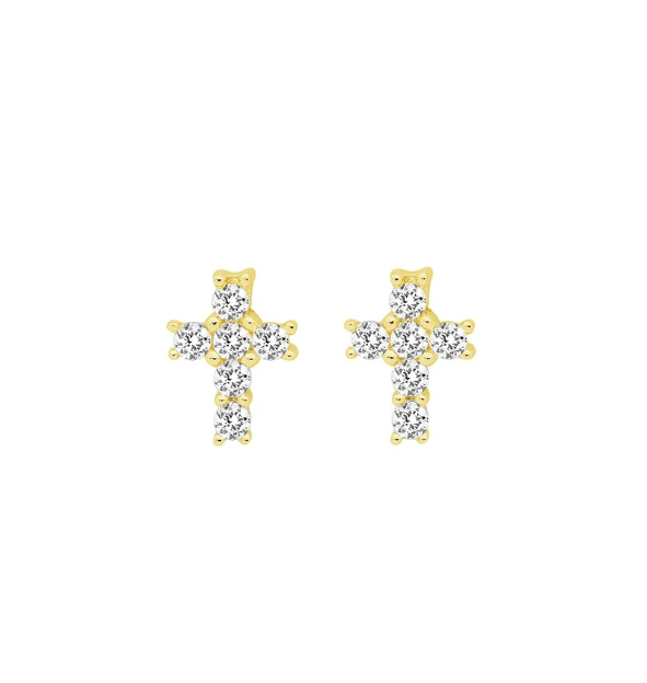 Camilla Dazzling Sterling Silver Mini Cross Studs - Caesar Loves Ava