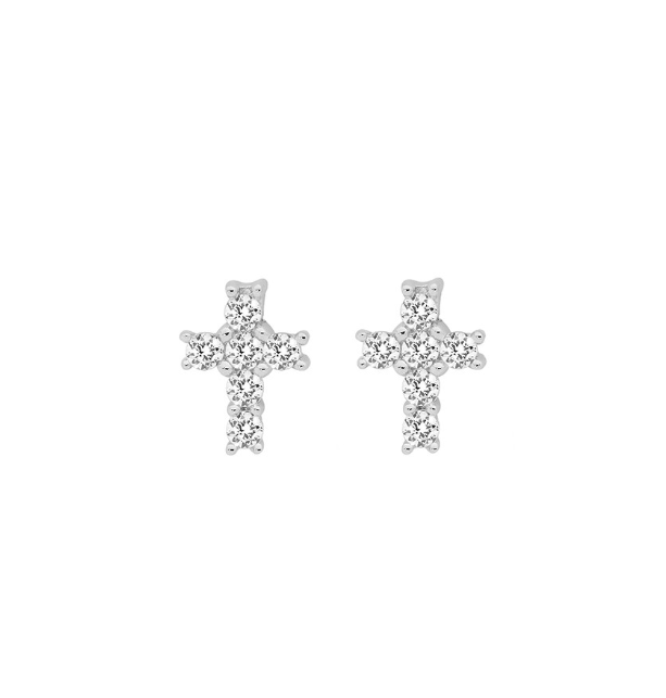 Camilla Dazzling Sterling Silver Mini Cross Studs - Caesar Loves Ava