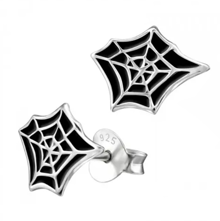 Wendy the Web Silver Halloween Stud Earrings - Caesar Loves Ava