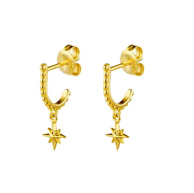 Leena Sterling Silver Half Hoop Earrings with Stars