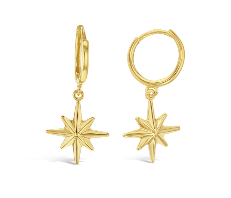 Claire Solid Gold Star Huggies Earrings