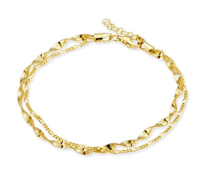 Brigid Singapore Twist and Filigree Chain Double Bracelet