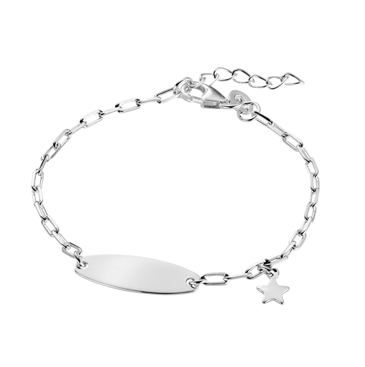 Dita Sterling Silver Bracelet with ID Plate and Star Charm