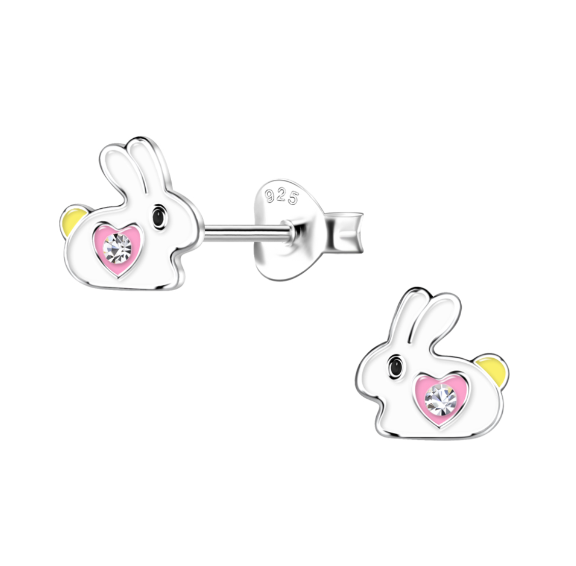 Mabel Sterling Silver and Enamel Bunny Rabbit Stud Earrings - Caesar Loves Ava