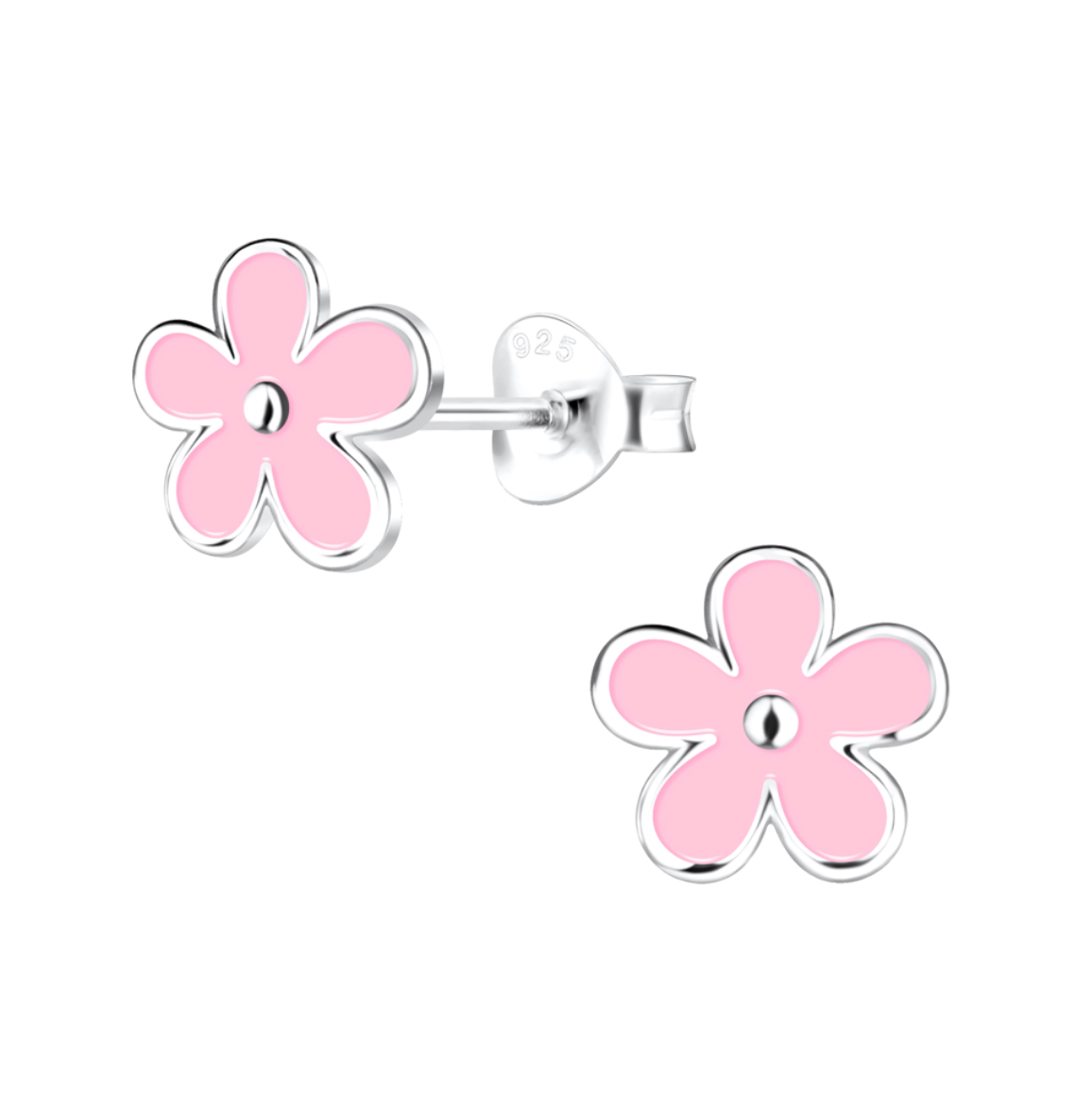Lucy Sterling Silver and Pink Enamel Floral Studs - Caesar Loves Ava