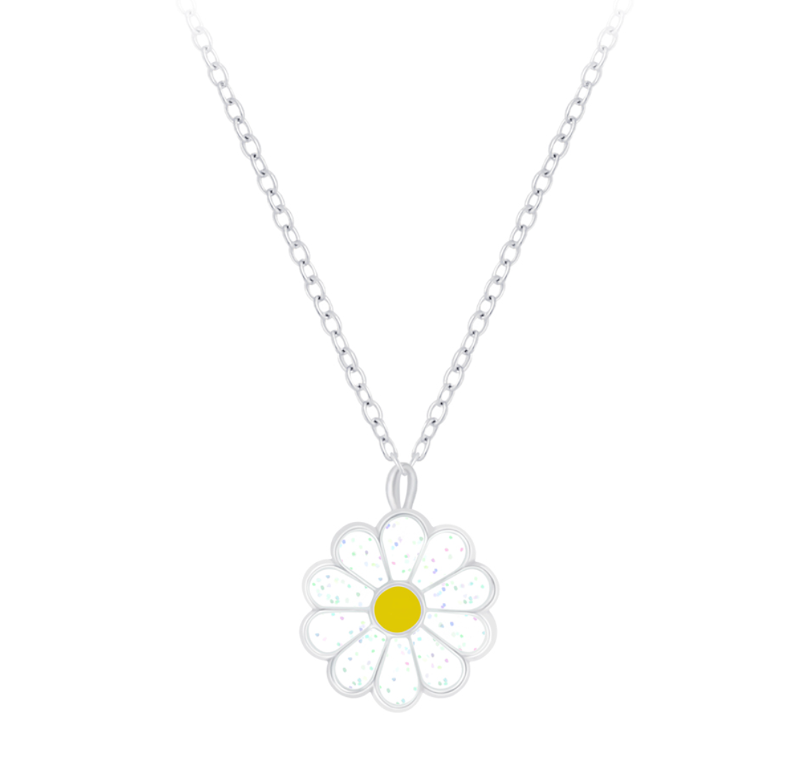 Jane Sterling Silver and Enamel Daisy Necklace