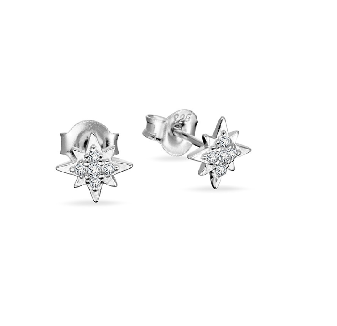 Mari Sparkling Sterling Silver Stardust Stud Earrings