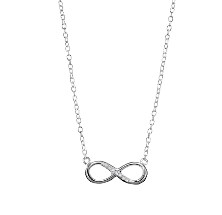 Dion Sterling Silver Pave Set Infinity Necklace