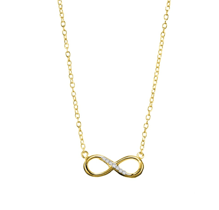Dion Sterling Silver Pave Set Infinity Necklace