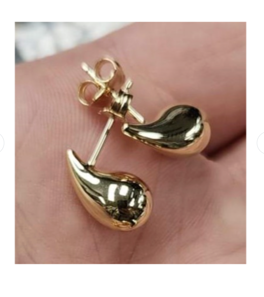 Ellie Yellow Gold 3D Teardrop Stud Earrings