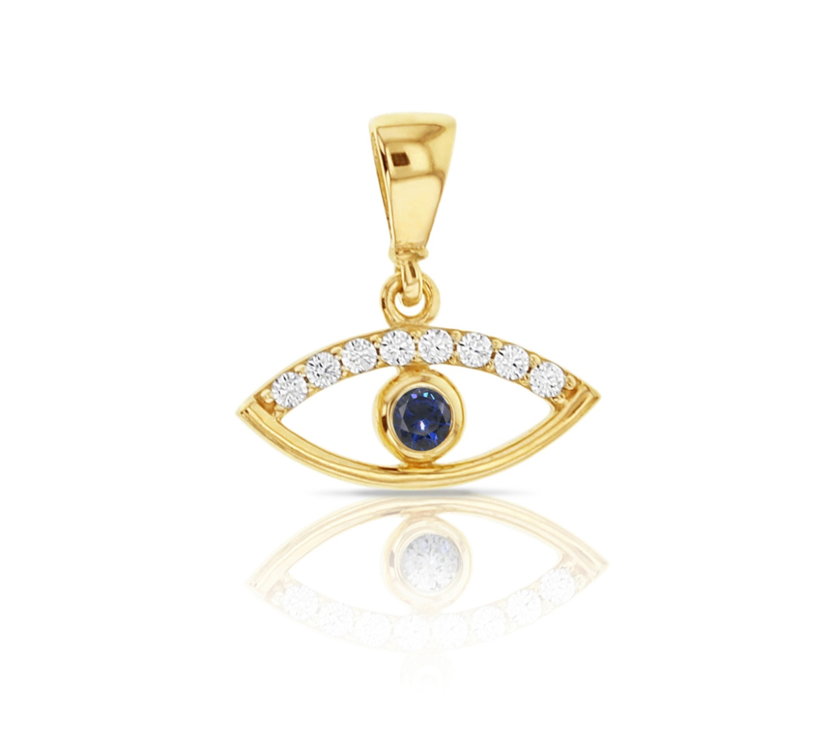 Dariya Yellow Gold and Cubic Zirconia Evil Eye Pendant Charm