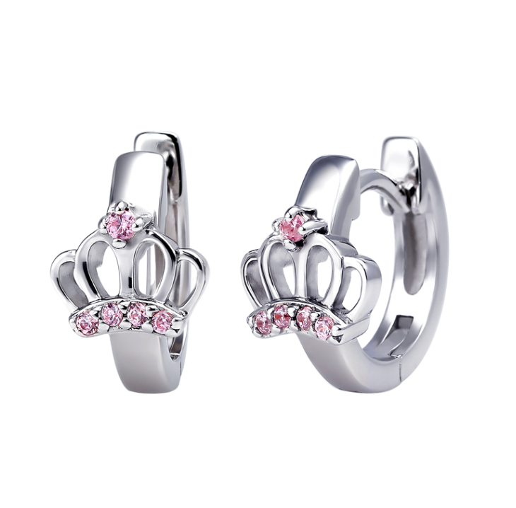 Pascal Silver Huggies with Princess Crown