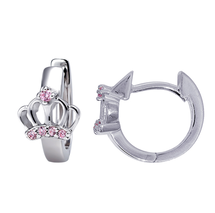 Pascal Silver Huggies with Princess Crown