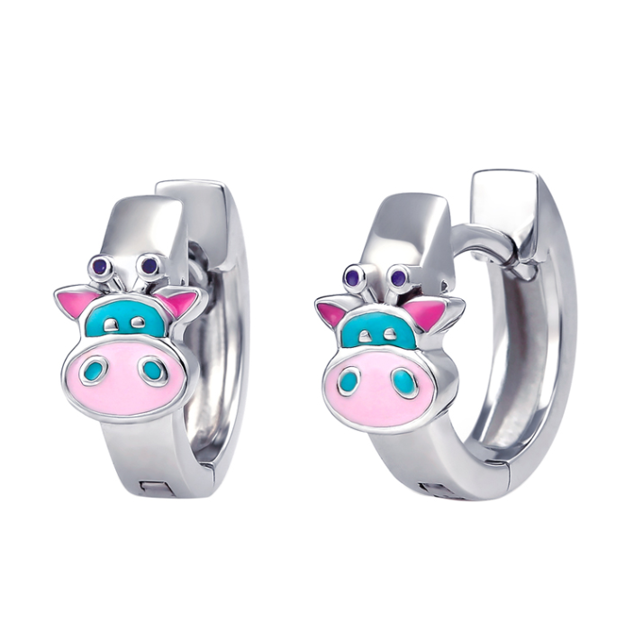 Neva Sterling Silver and Enamel Cow Huggies - Caesar Loves Ava
