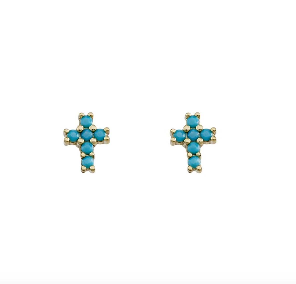 Lani Sterling Silver Cross Studs with Coloured Stones - Caesar Loves Ava