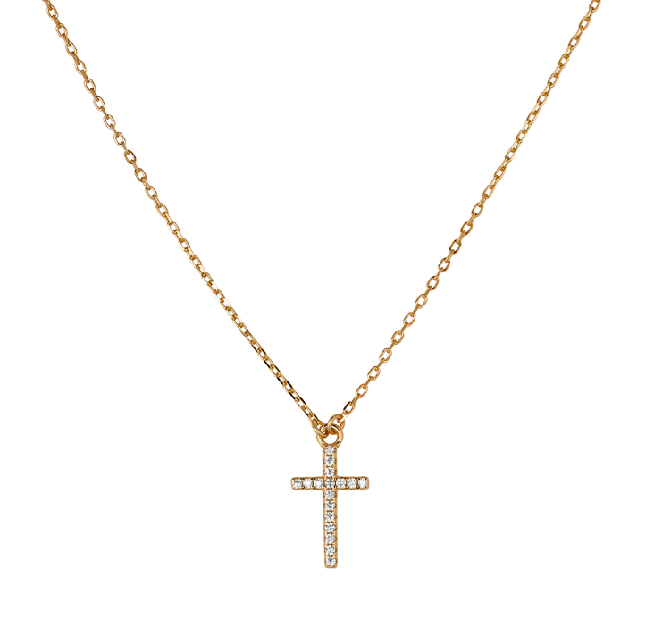 Bernice Sterling Silver and Cubic Zirconia Cross Necklace - Caesar Loves Ava