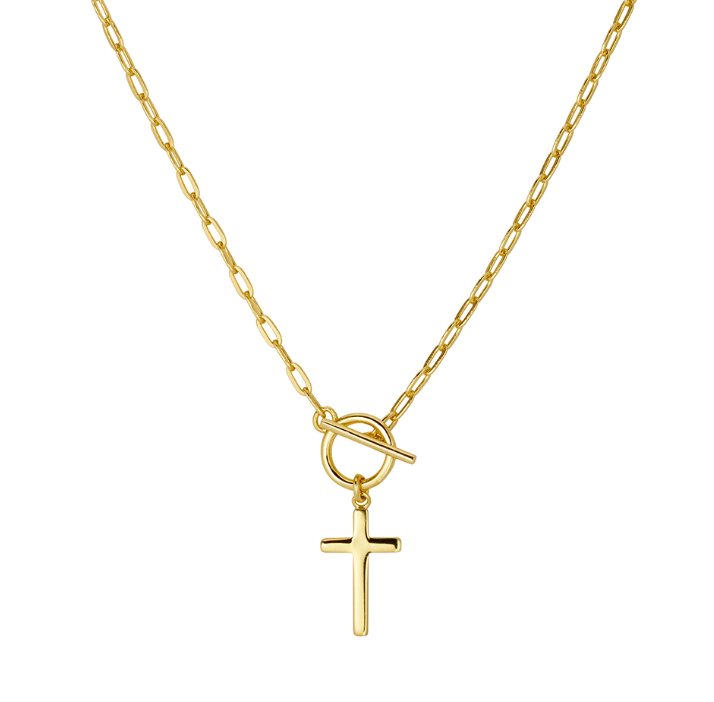 Elisha Sterling Silver Fob Necklace with Cross Charm