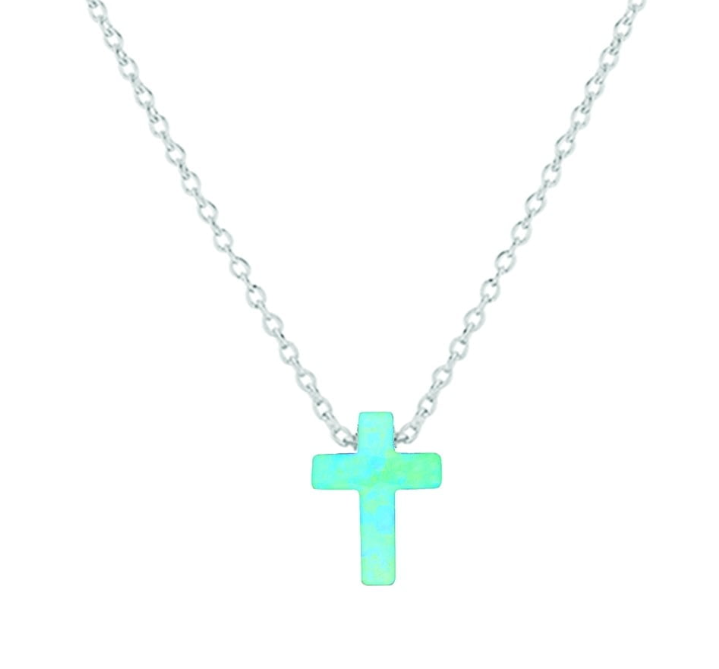 Zena Sterling Silver and Opalite Cross Necklace - Caesar Loves Ava