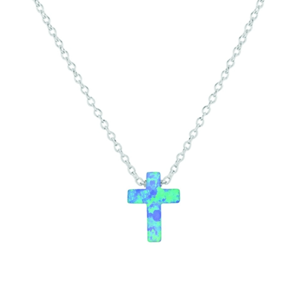 Zena Sterling Silver and Opalite Cross Necklace - Caesar Loves Ava