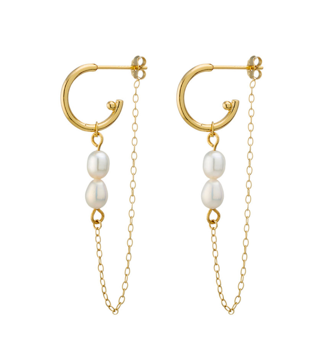 Tahnee Sterling Silver Pearl Chain Earring