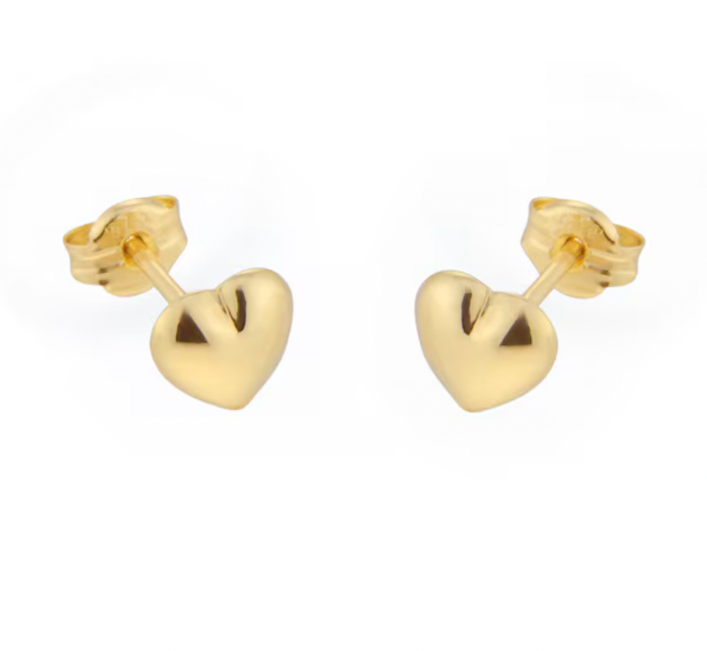 Harley Solid Gold Puff Heart Stud Earrings