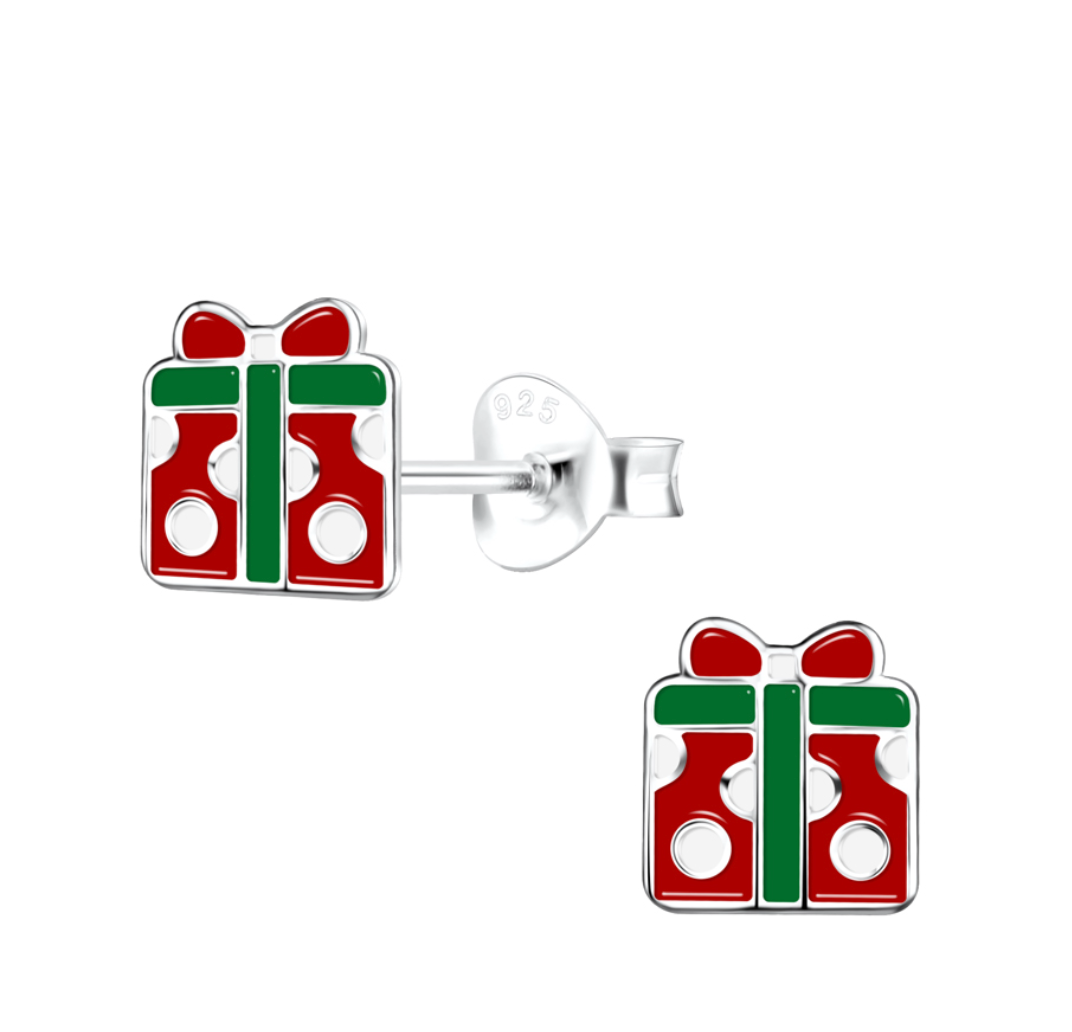 Sterling Silver and Enamel Christmas Gift Studs