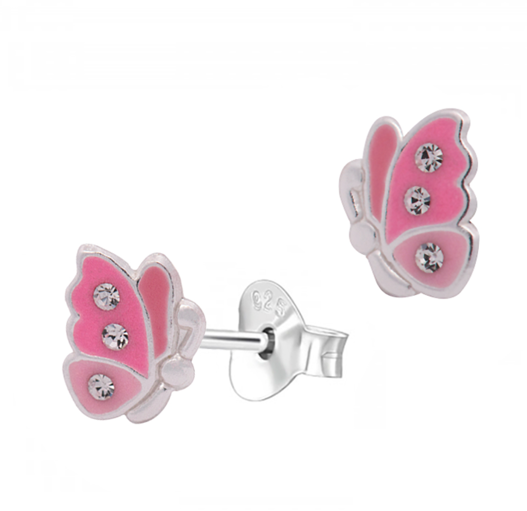 Lizzie Silver and Enamel Butterfly Studs - Caesar Loves Ava