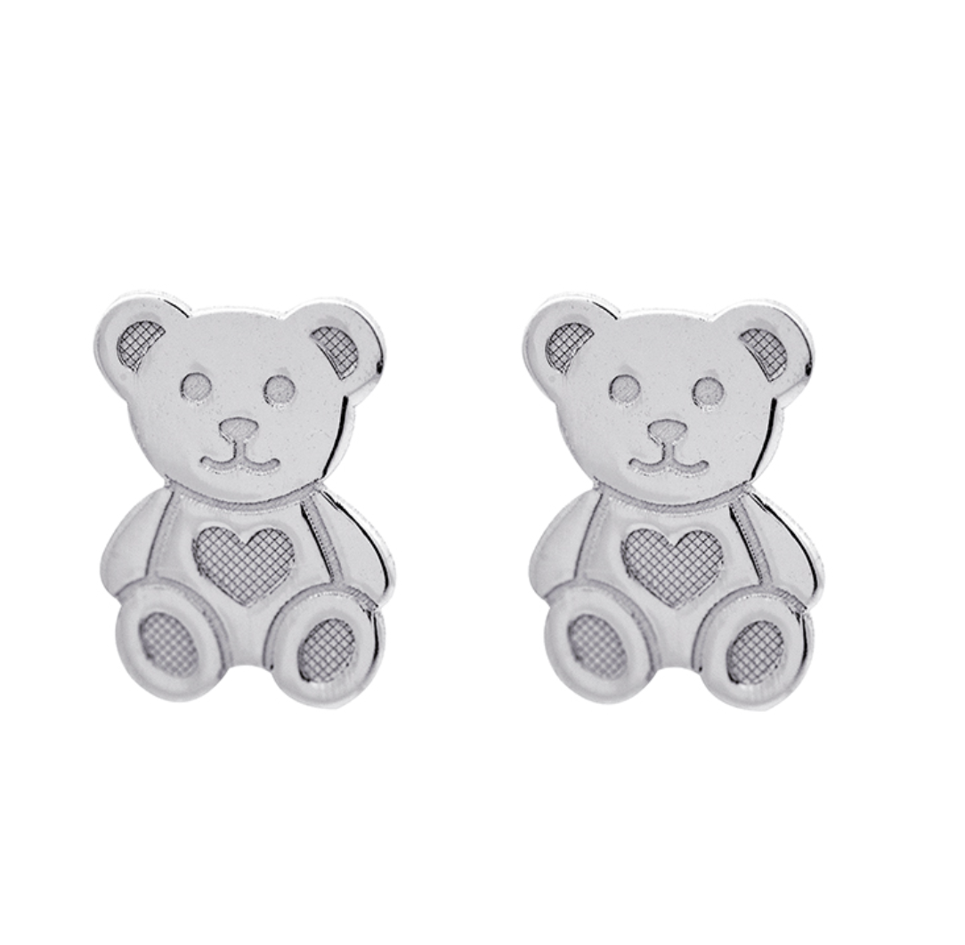 Tori the Teddy Bear Solid Silver Studs - Caesar Loves Ava