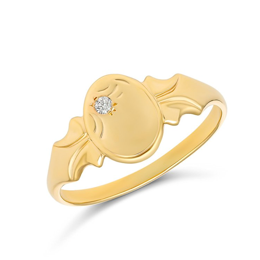 Evette Solid Gold and Diamond Oval Signet Ring - Caesar Loves Ava