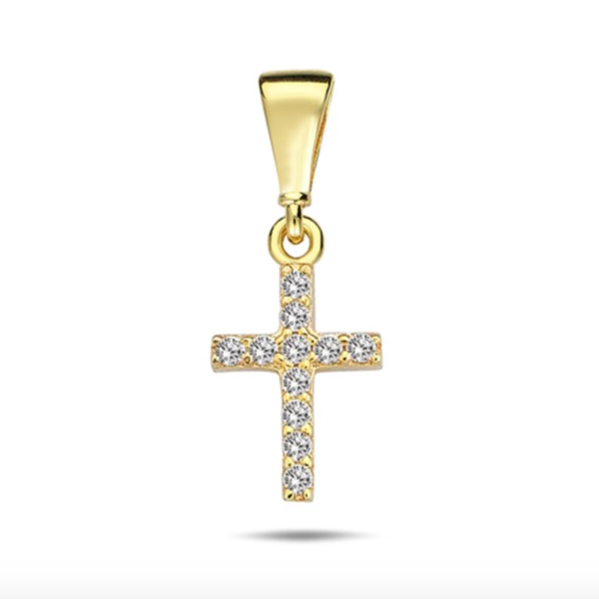 Joy Solid Gold and Cubic Zirconia Cross Pendant - Caesar Loves Ava