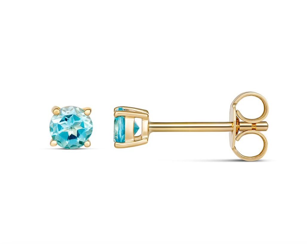 Yellow Gold and Genuine Gemstone Birthstone Studs - Caesar Loves Ava