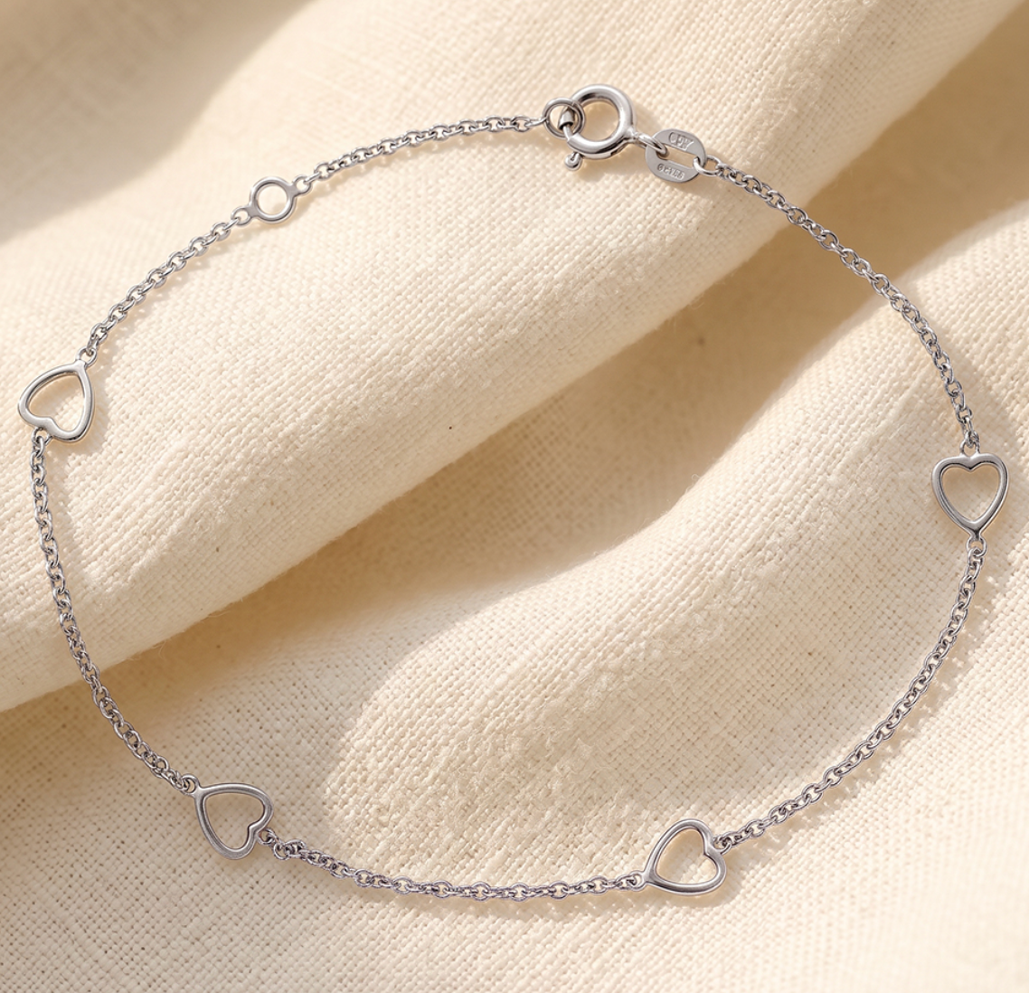 Jenna Cut Out Heart Dainty Cable Bracelet